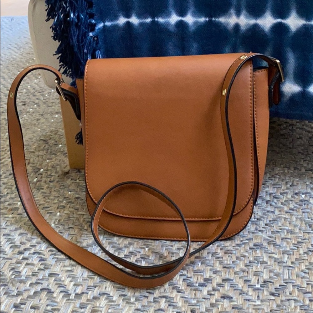 Brown leather satchel purse cross body